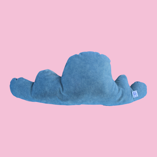 Coussin long nuages - Bleu velour - Pipoka