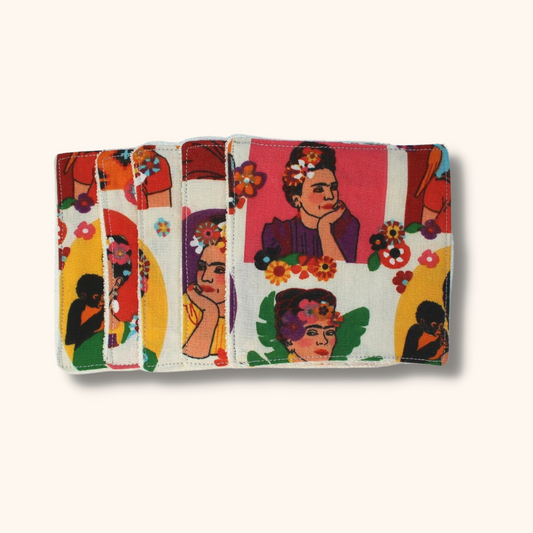 Lingette lavable Pipoka - Cotonette Frida Kahlo - 5 cotonettes démaquillantes lavables